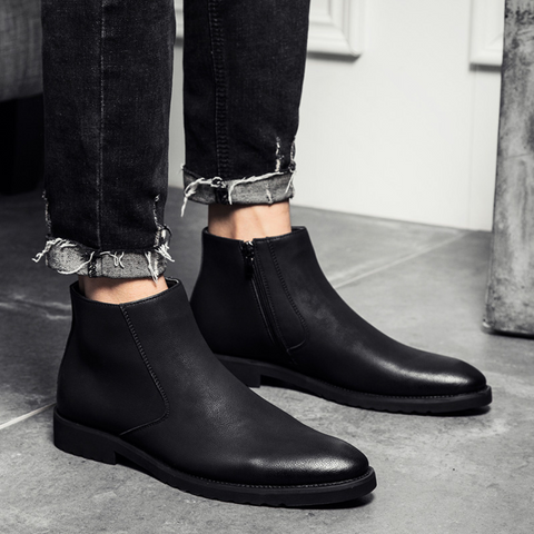 Bottes Britanniques en Cuir pour Hommes - Bottes de Motard