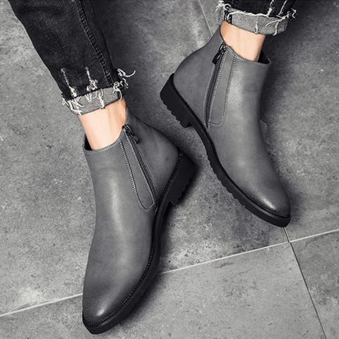 Bottes Britanniques en Cuir pour Hommes - Bottes de Motard